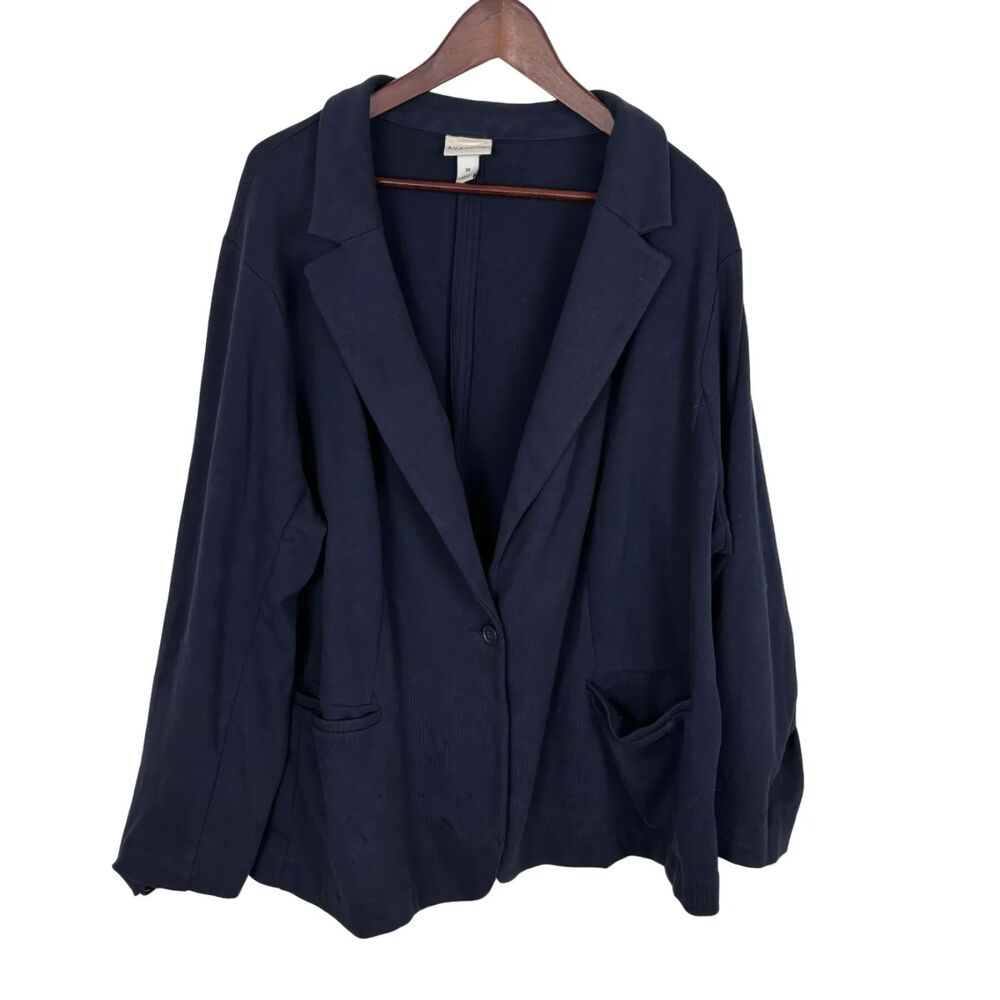 Ava & Viv Blue Knit Blazer Women's Plus 3X Distressed Flaws